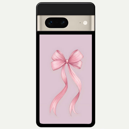  Soft Blush Bow Glass Case For Google Pixel 7 back cover – full design glossy printed glass finish