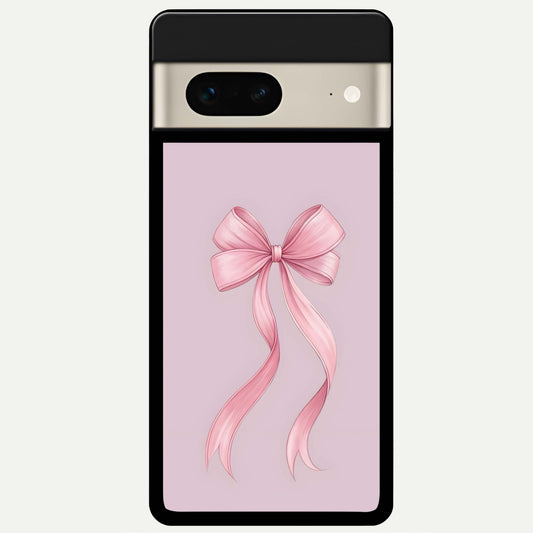  Soft Blush Bow Glass Case For Google Pixel 7 back cover – full design glossy printed glass finish
