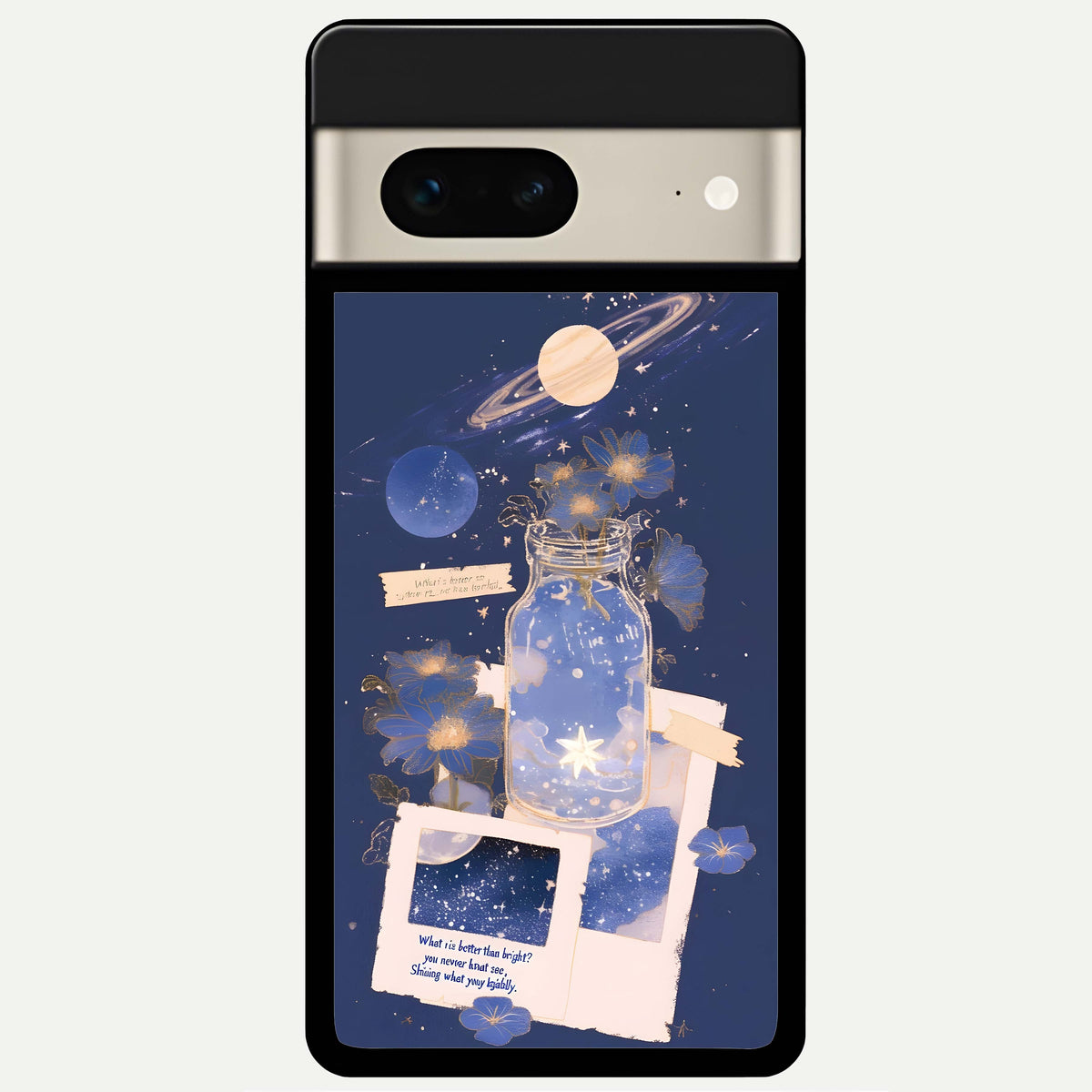  Starlit Cosmic Jar Glass Case For Google Pixel 7 back cover – full design glossy printed glass finish