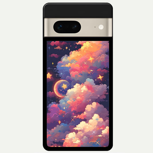  Starlit Dream Clouds Glass Case For Google Pixel 7 back cover – full design glossy printed glass finish
