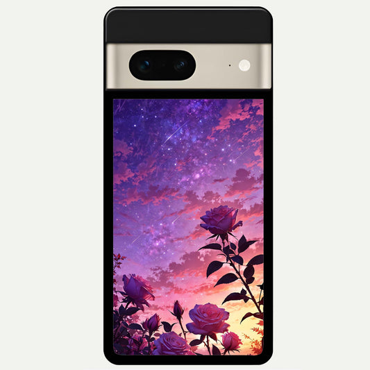  Starlit Rose Twilight Glass Case For Google Pixel 7 back cover – full design glossy printed glass finish