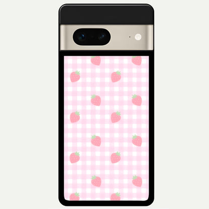  Strawberry Picnic Love Glass Case For Google Pixel 7 back cover – full design glossy printed glass finish
