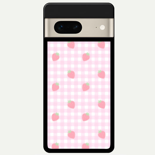  Strawberry Picnic Love Glass Case For Google Pixel 7 back cover – full design glossy printed glass finish