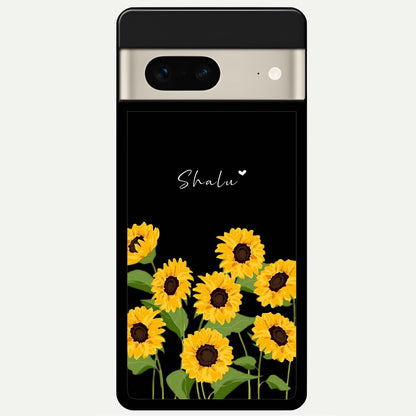  Sunflower Sky Bloom Glass Case For Google Pixel 7 back cover – full design glossy printed glass finish