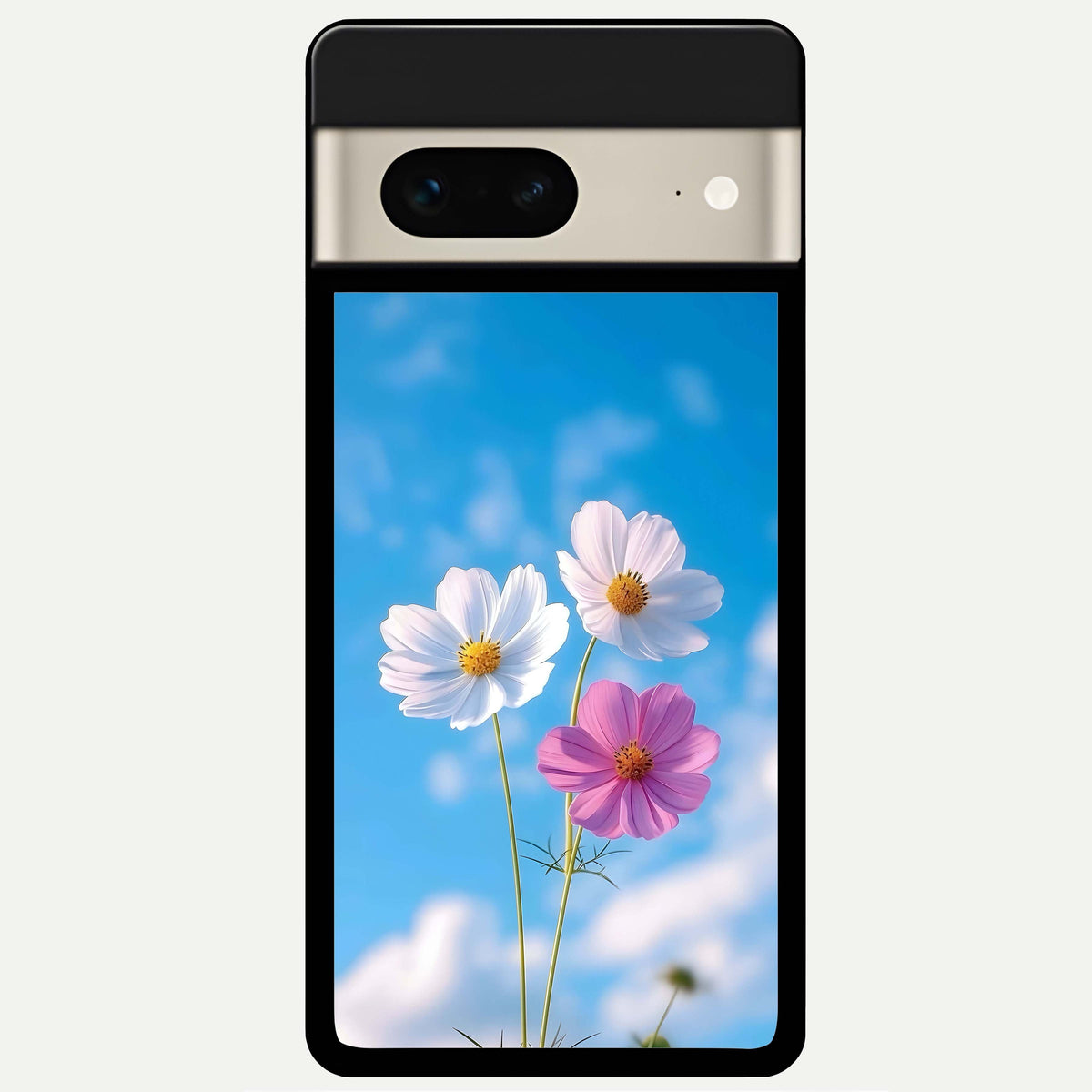  Tripple Flowers With Sky Glass Case For Google Pixel 7 back cover – full design glossy printed glass finish