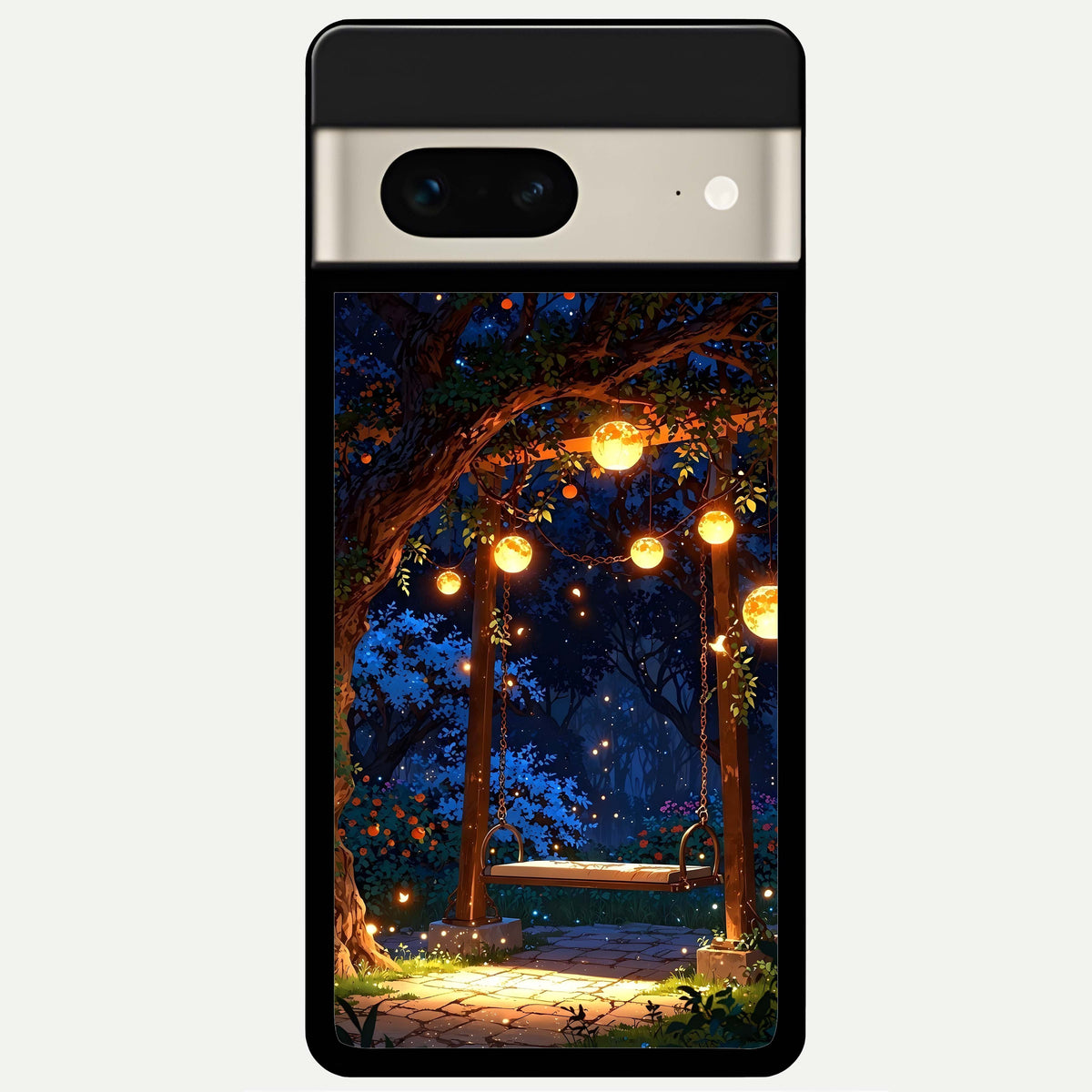  Twilight Garden Swing Glass Case For Google Pixel 7 back cover – full design glossy printed glass finish
