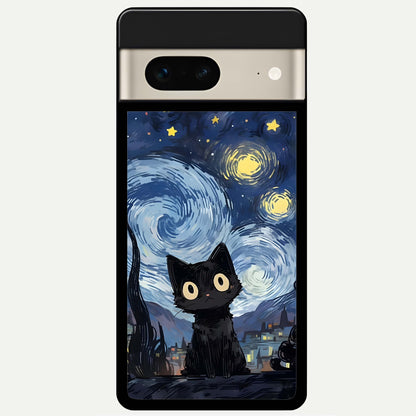  Van Gogh Cat Glass Case For Google Pixel 7 back cover – full design glossy printed glass finish