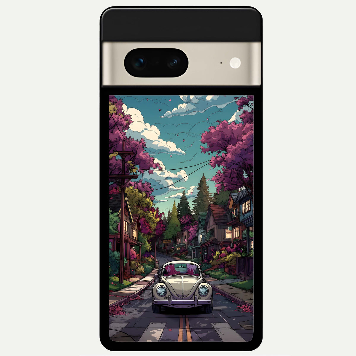  Vintage Street Drive Glass Case For Google Pixel 7 back cover – full design glossy printed glass finish