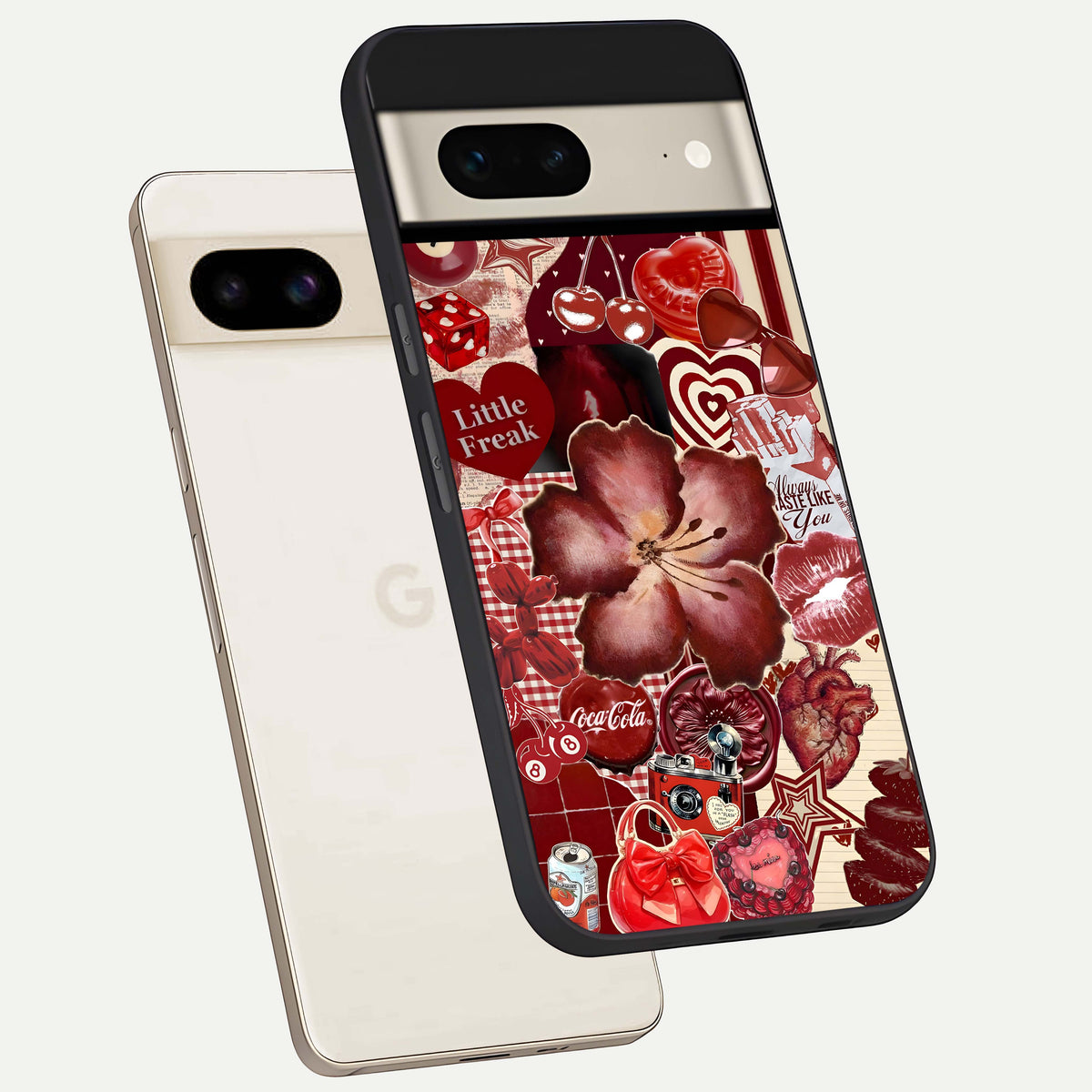  Aesthetic Little Freak phone case For Google Pixel 7 showing premium glass back cover with detailed artwork