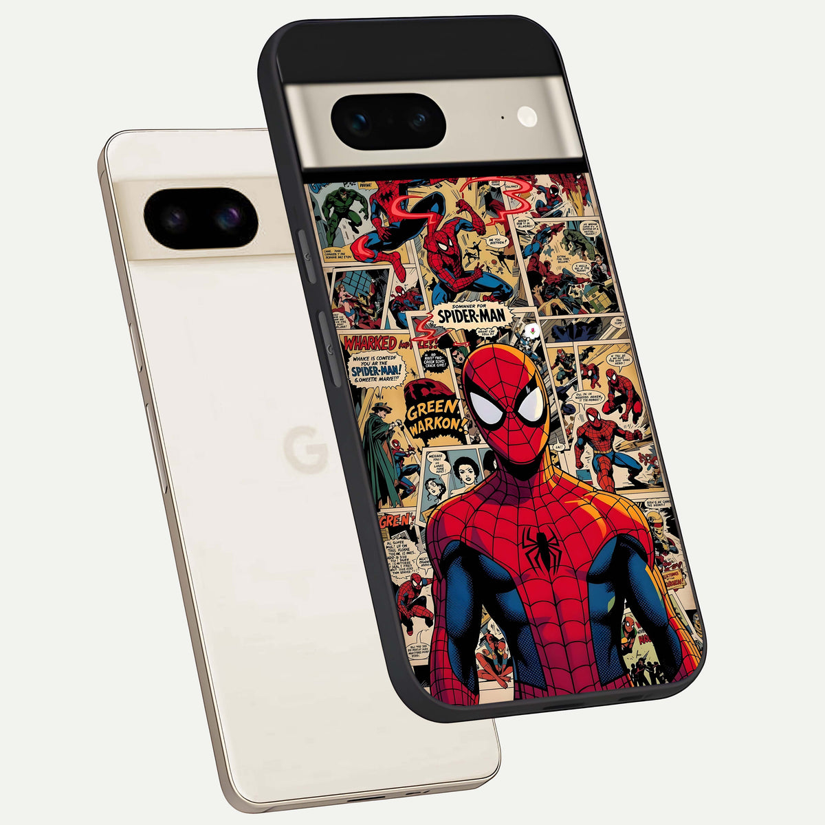  Aesthetic Spider phone case For Google Pixel 7 showing premium glass back cover with detailed artwork