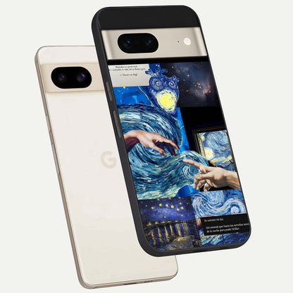  Aesthetic Vando Hands phone case For Google Pixel 7 showing premium glass back cover with detailed artwork
