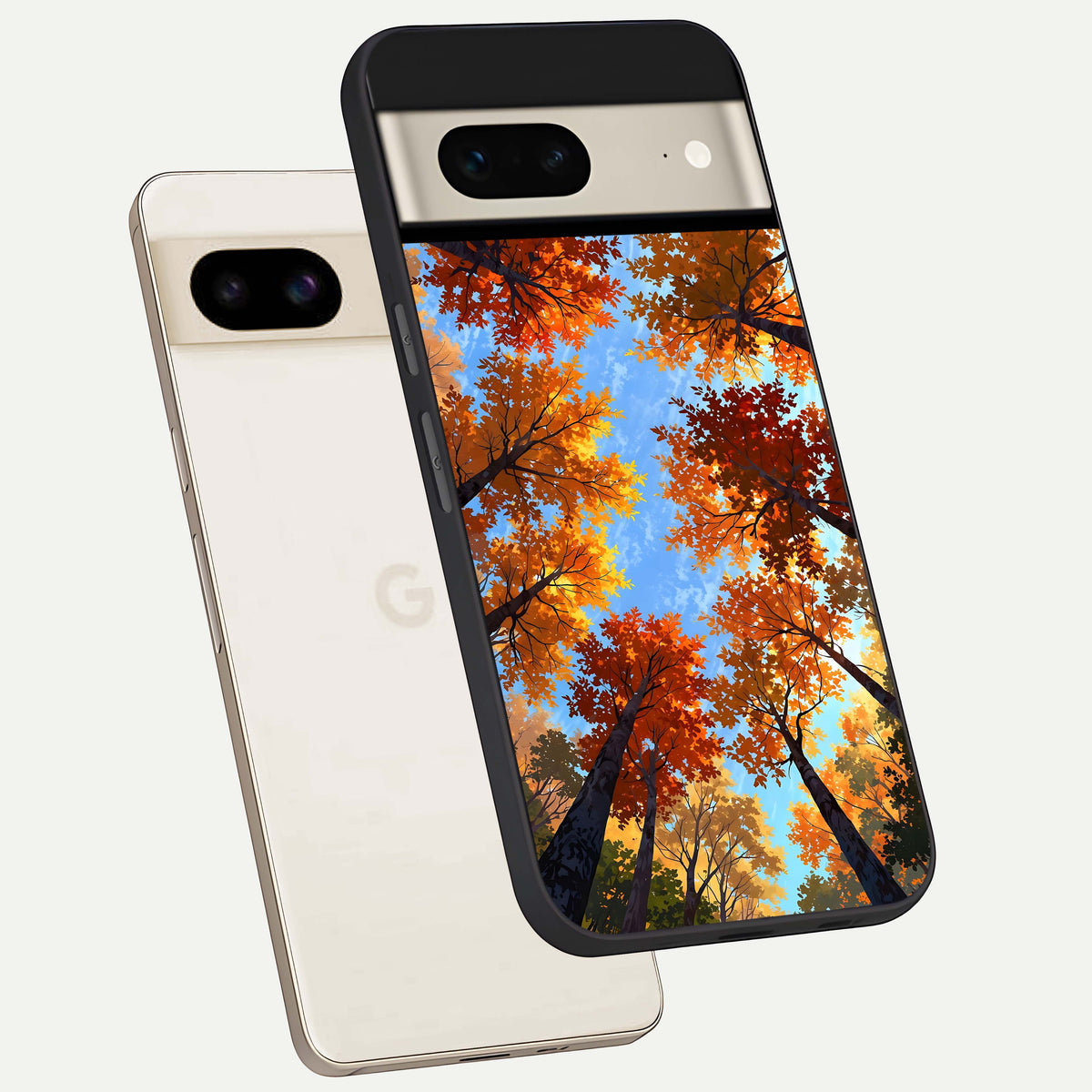  Autumn Sky Rise phone case For Google Pixel 7 showing premium glass back cover with detailed artwork