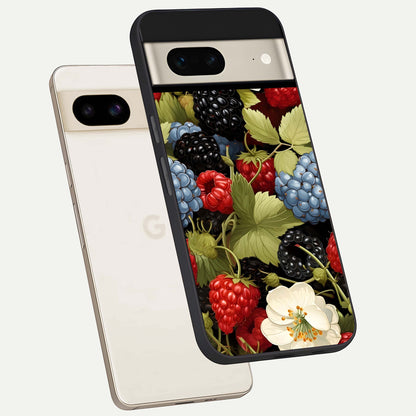  Berry Bloom Charm phone case For Google Pixel 7 showing premium glass back cover with detailed artwork