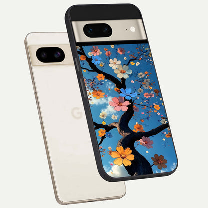  Blossom Dream Sky phone case For Google Pixel 7 showing premium glass back cover with detailed artwork