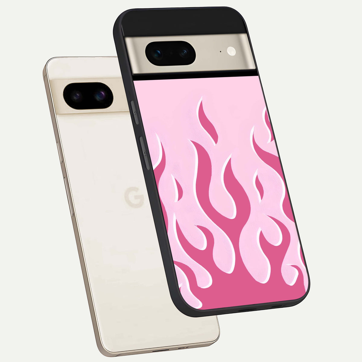  Blush Flame Energy phone case For Google Pixel 7 showing premium glass back cover with detailed artwork