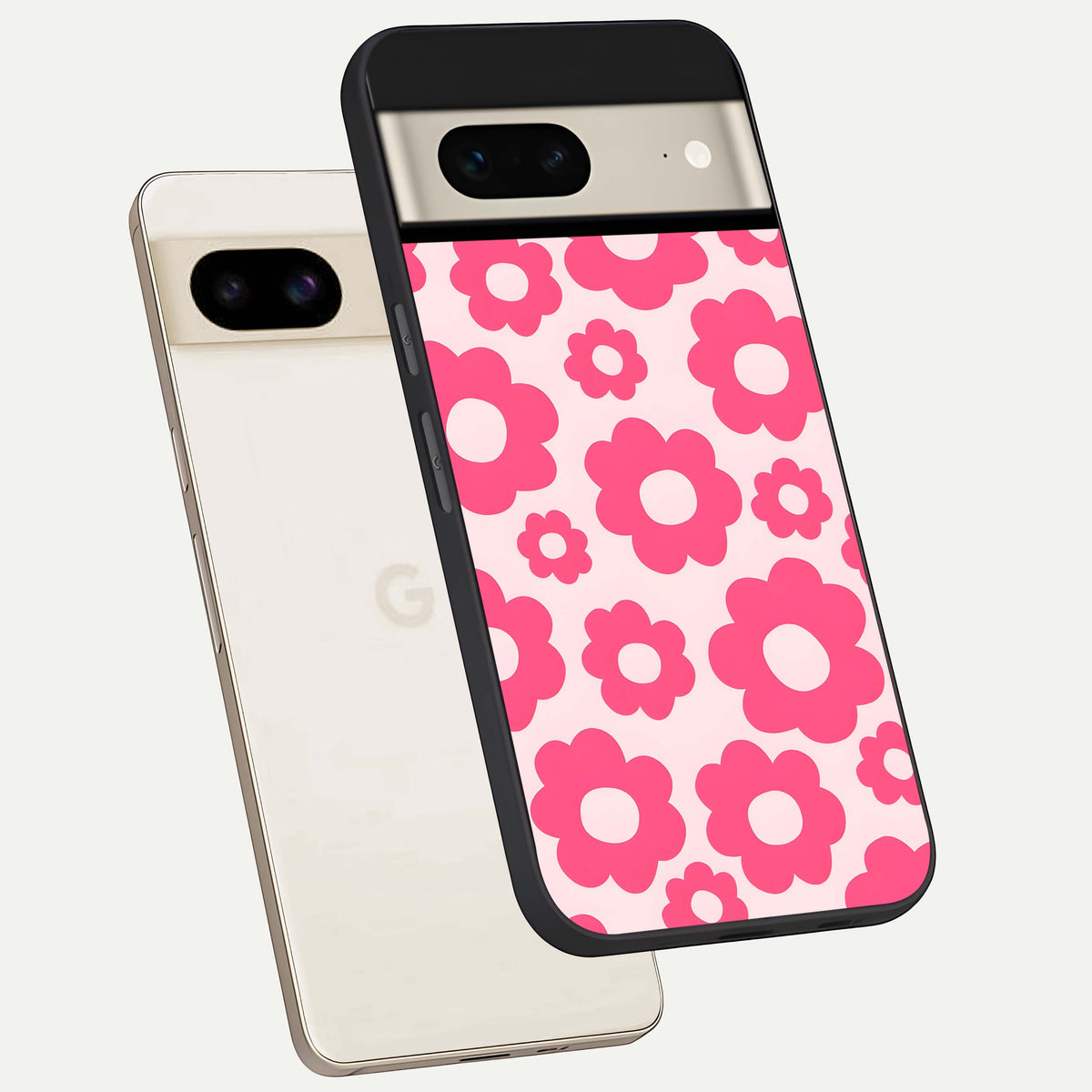  Blush Flower Pop phone case For Google Pixel 7 showing premium glass back cover with detailed artwork
