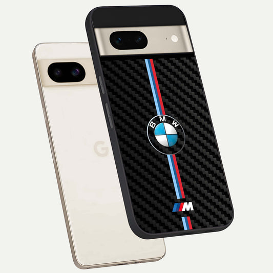  BMW Pattern phone case For Google Pixel 7 showing premium glass back cover with detailed artwork