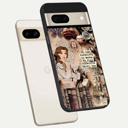  Bookish Dream World phone case For Google Pixel 7 showing premium glass back cover with detailed artwork