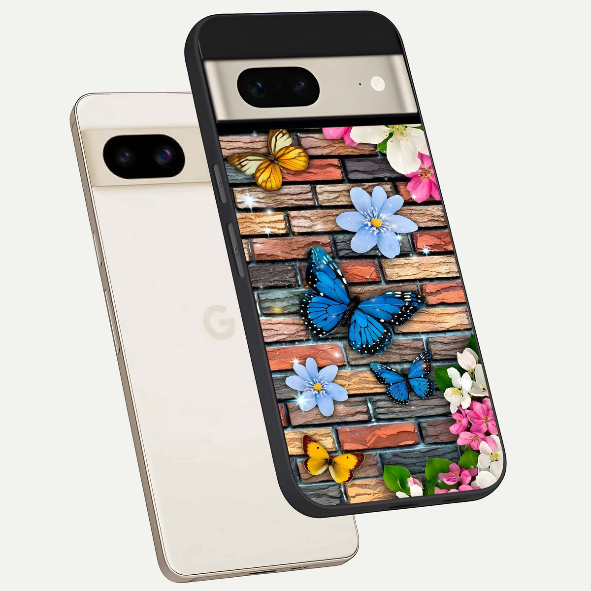  Brick Bloom Flight phone case For Google Pixel 7 showing premium glass back cover with detailed artwork