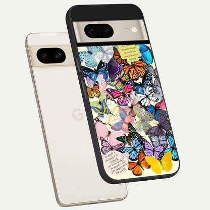  Butterflies Petal Dream phone case For Google Pixel 7 showing premium glass back cover with detailed artwork