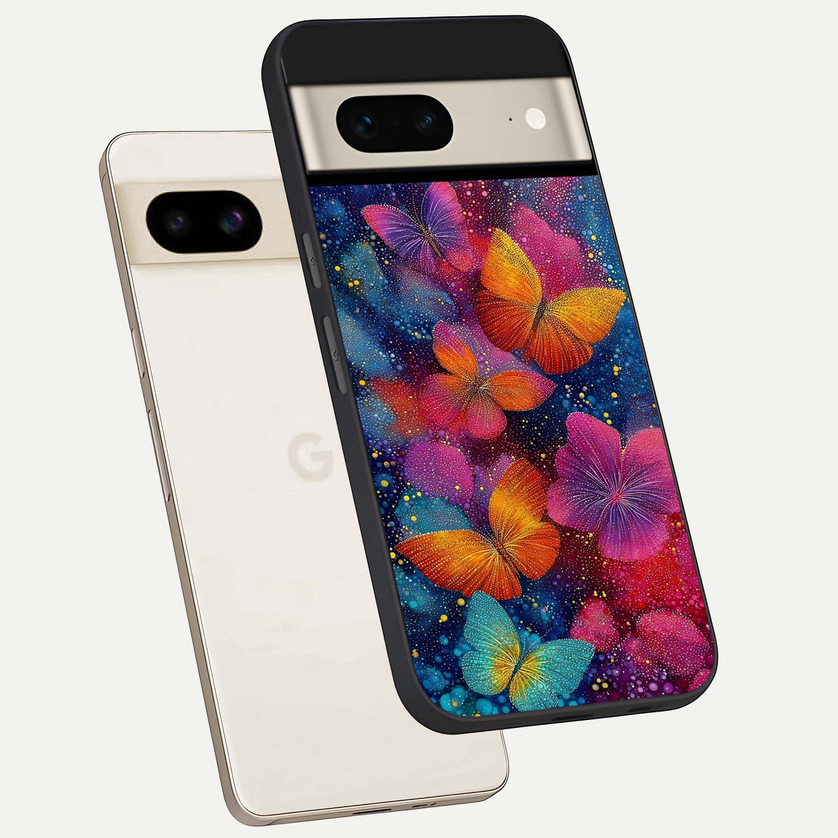  Butterfly Dream Mist phone case For Google Pixel 7 showing premium glass back cover with detailed artwork