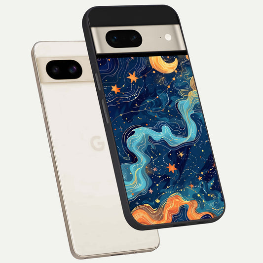  Celestial Dream Flow phone case For Google Pixel 7 showing premium glass back cover with detailed artwork
