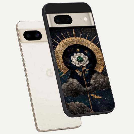  Celestial Lotus Morang phone case For Google Pixel 7 showing premium glass back cover with detailed artwork