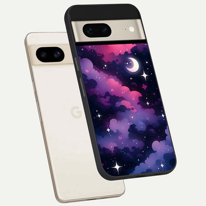  Celestial Moon Magic phone case For Google Pixel 7 showing premium glass back cover with detailed artwork