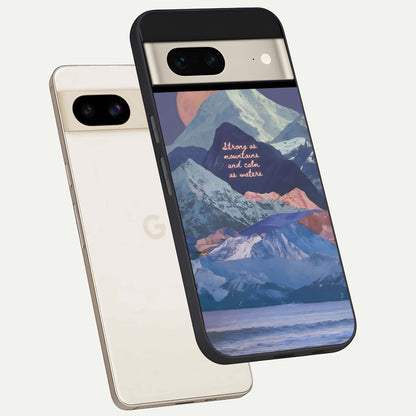 Celestial Mountain Calm phone case For Google Pixel 7 showing premium glass back cover with detailed artwork