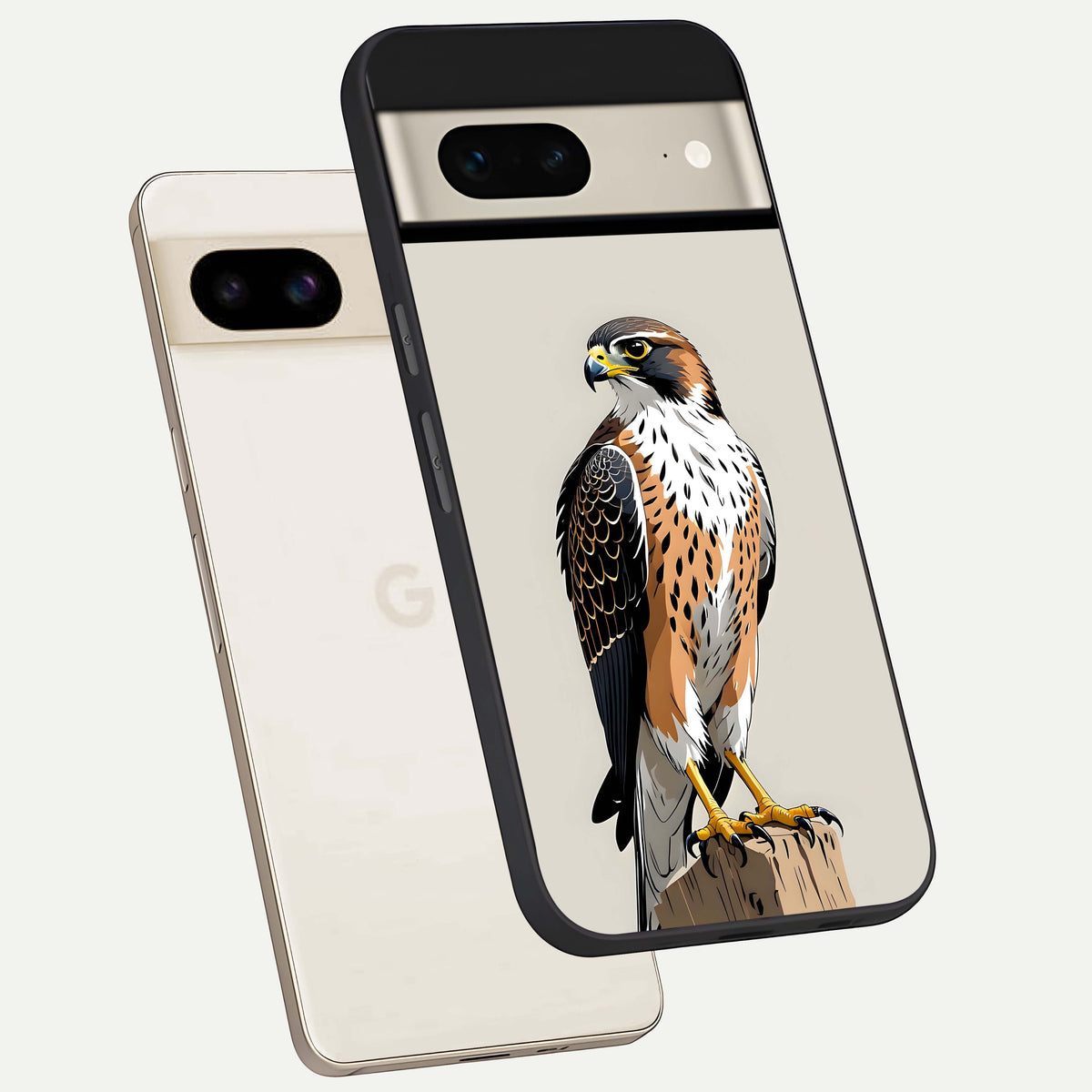  Clever Eagle phone case For Google Pixel 7 showing premium glass back cover with detailed artwork