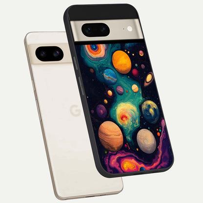 Cosmic Planet Journey phone case For Google Pixel 7 showing premium glass back cover with detailed artwork