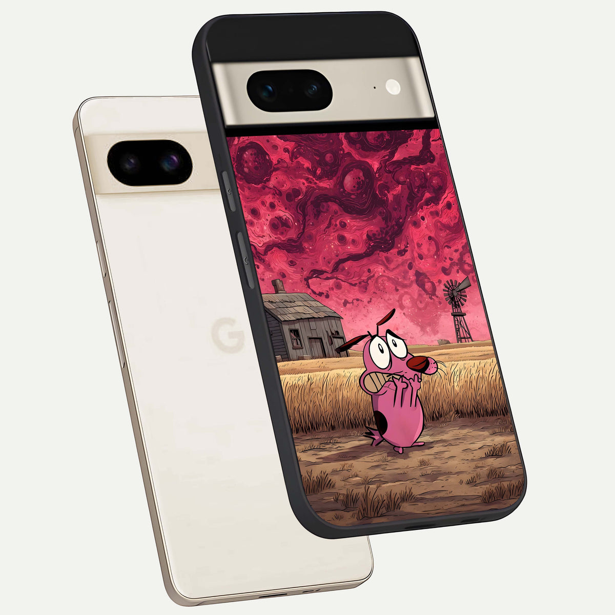  Courage Under Sky phone case For Google Pixel 7 showing premium glass back cover with detailed artwork