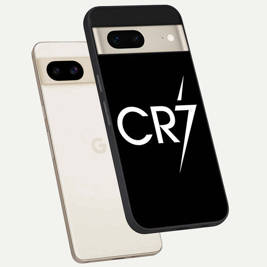  CR7 Elite Strike phone case For Google Pixel 7 showing premium glass back cover with detailed artwork