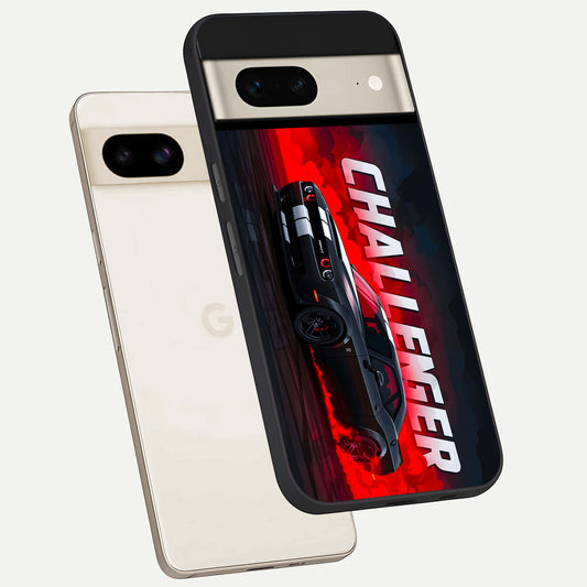  Crimson Challenger Fury phone case For Google Pixel 7 showing premium glass back cover with detailed artwork