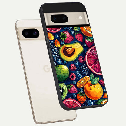  Cute Fruits Art phone case For Google Pixel 7 showing premium glass back cover with detailed artwork