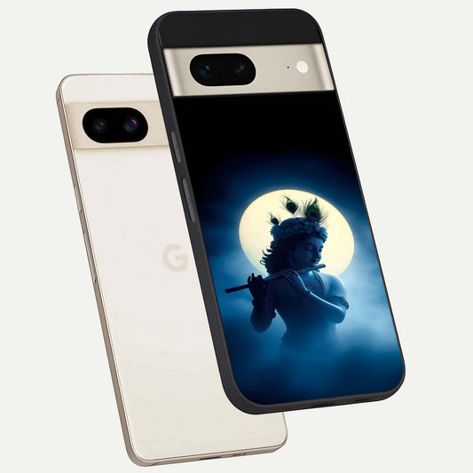  Divine Moon Flute phone case For Google Pixel 7 showing premium glass back cover with detailed artwork