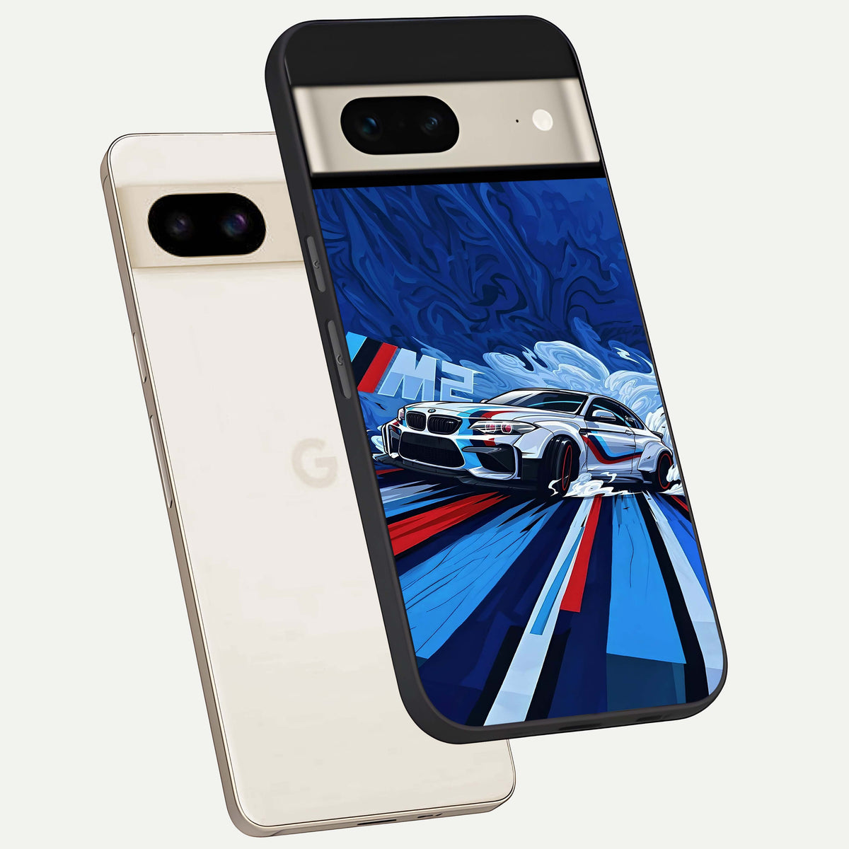  Drift Power Rush phone case For Google Pixel 7 showing premium glass back cover with detailed artwork