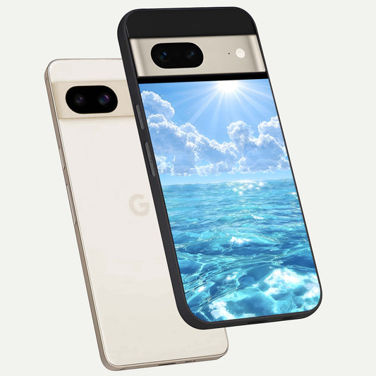  Endless Ocean Horizon phone case For Google Pixel 7 showing premium glass back cover with detailed artwork