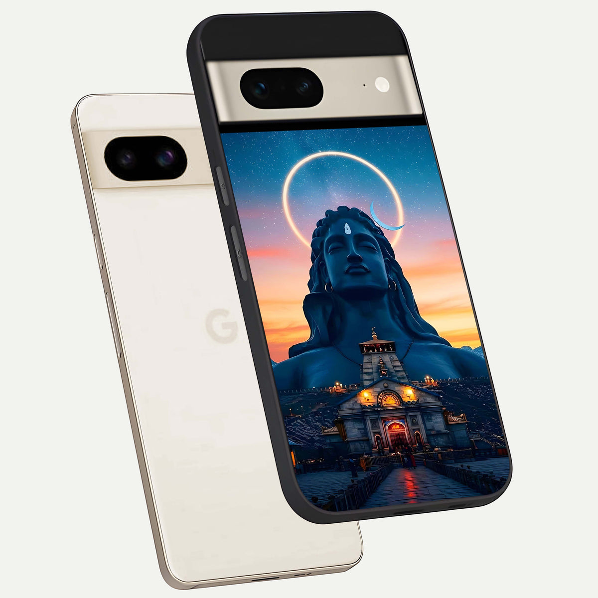  Eternal Shiva Aura phone case For Google Pixel 7 showing premium glass back cover with detailed artwork