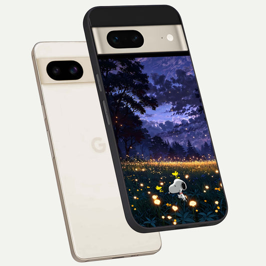  Firefly Meadow Magic phone case For Google Pixel 7 showing premium glass back cover with detailed artwork