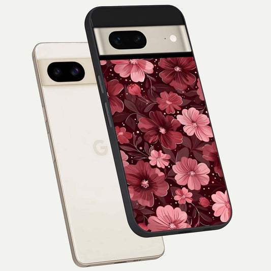  Flower Blush Bloom phone case For Google Pixel 7 showing premium glass back cover with detailed artwork