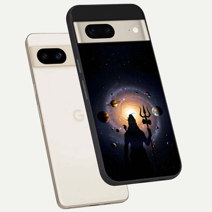  Galactic Shiva Vision phone case For Google Pixel 7 showing premium glass back cover with detailed artwork