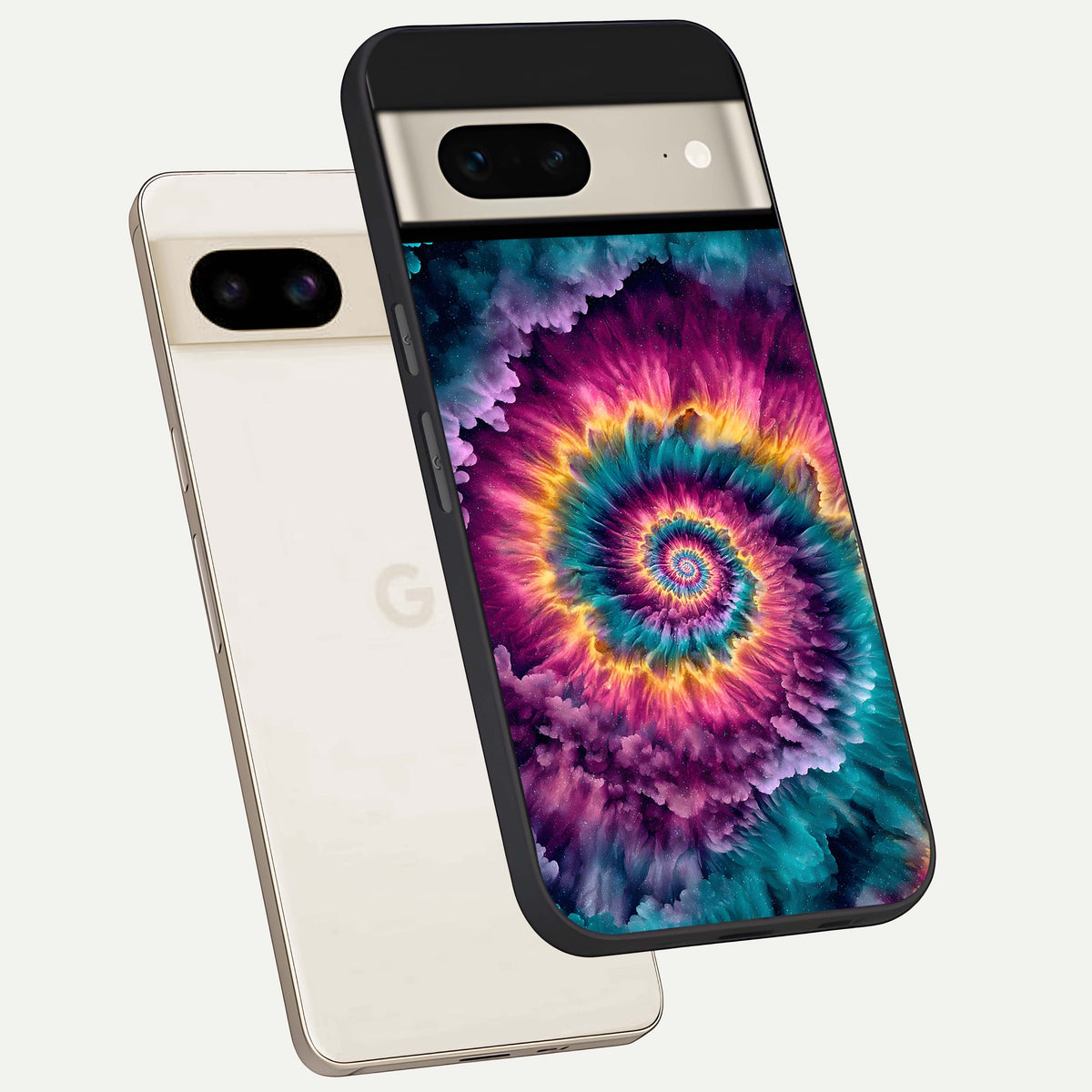  Galactic Spiral Burst phone case For Google Pixel 7 showing premium glass back cover with detailed artwork