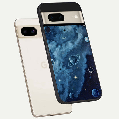  Galaxy Dream Space phone case For Google Pixel 7 showing premium glass back cover with detailed artwork