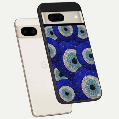  Galaxy Eye Flow phone case For Google Pixel 7 showing premium glass back cover with detailed artwork