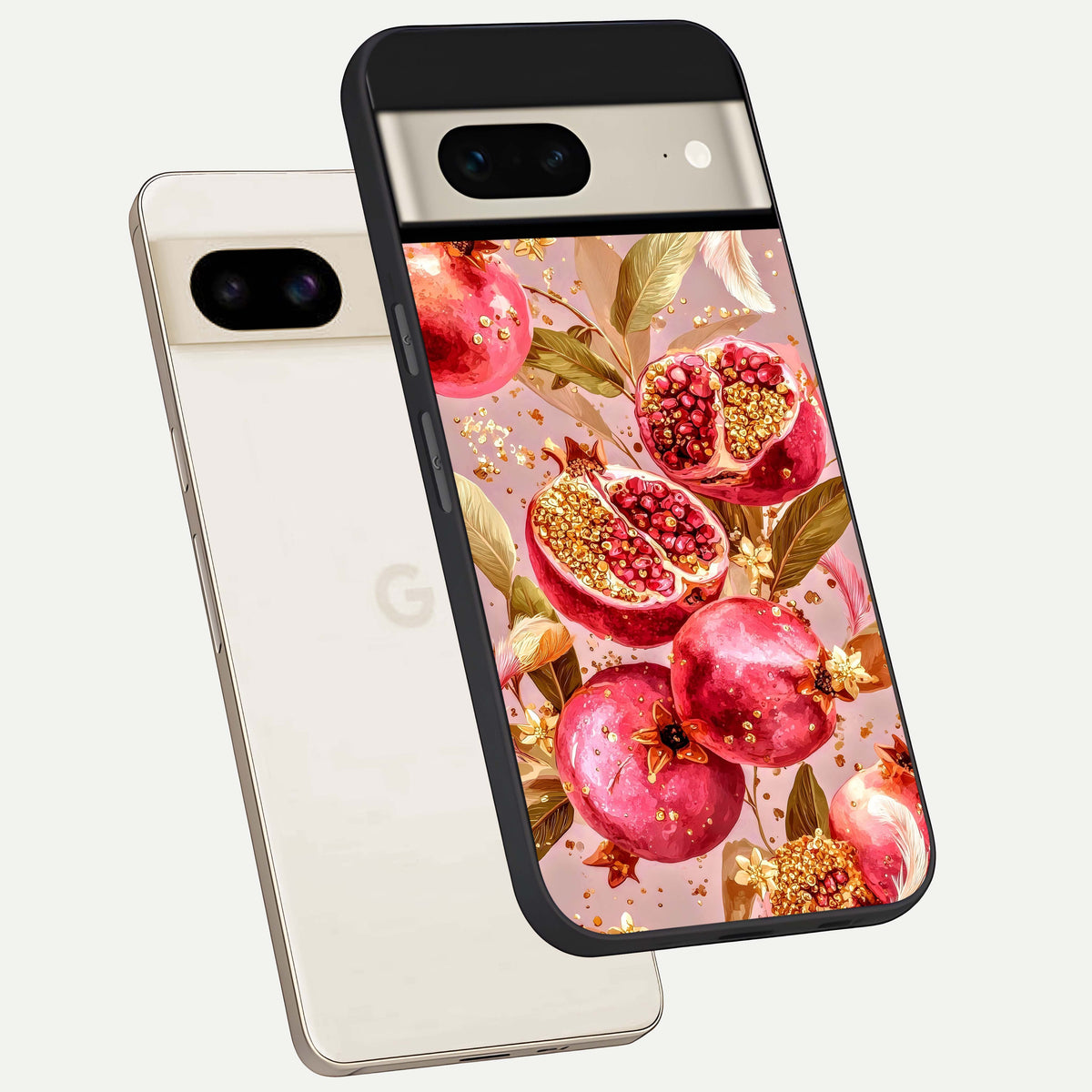  Golden Bloom Glow phone case For Google Pixel 7 showing premium glass back cover with detailed artwork