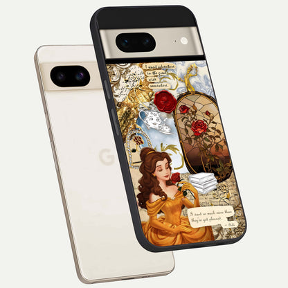  Golden Dream Belle phone case For Google Pixel 7 showing premium glass back cover with detailed artwork