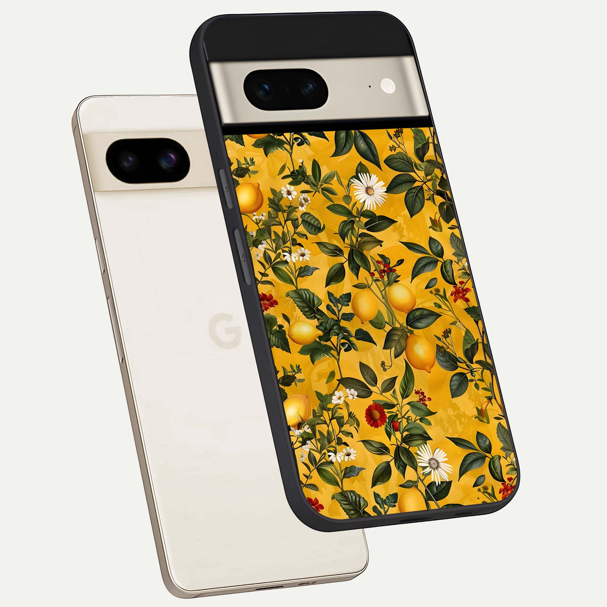  Golden Lemon Field phone case For Google Pixel 7 showing premium glass back cover with detailed artwork