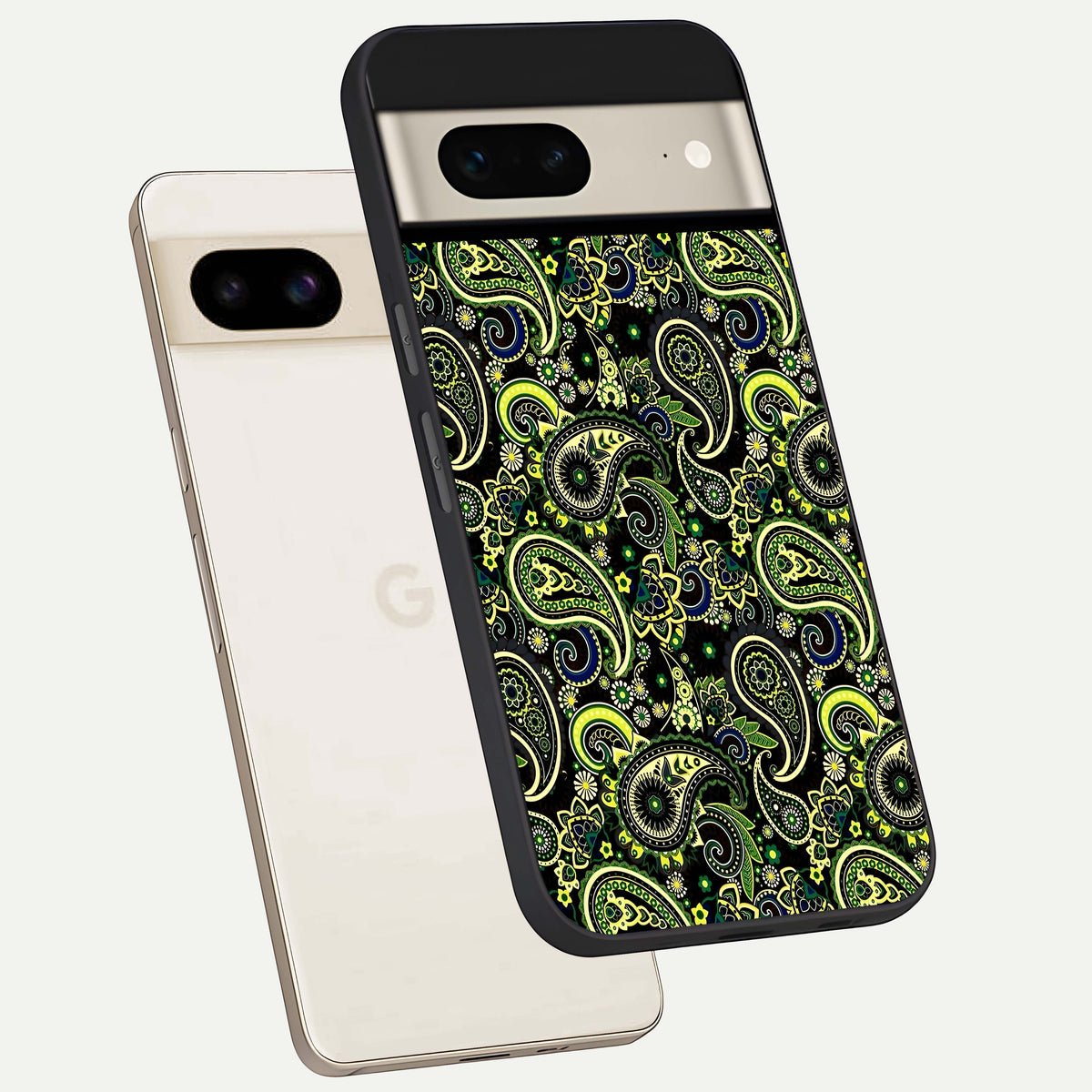  Green Lemon phone case For Google Pixel 7 showing premium glass back cover with detailed artwork