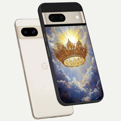  Heavenly Crown Light phone case For Google Pixel 7 showing premium glass back cover with detailed artwork